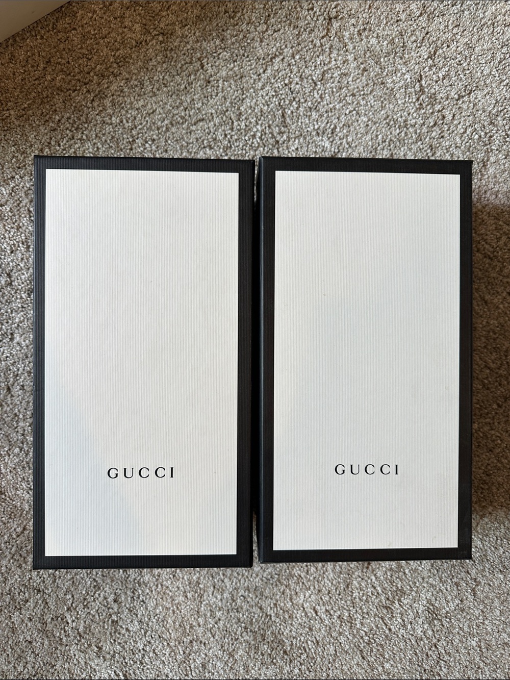 Gucci White and Black Branded Shoe Boxes (2) + tissue paper + dust bags